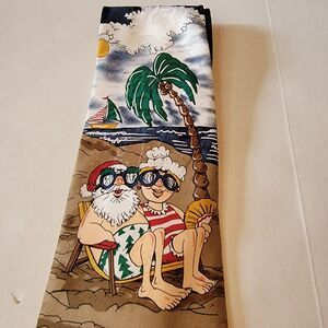 Ho Ho Ho Christmas Tie- Santa & Mrs. Claus at the Beach